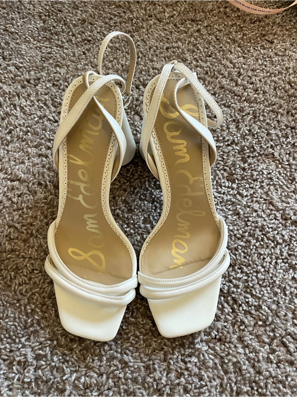Sam Edelman White Strappy Square-Toe Heels